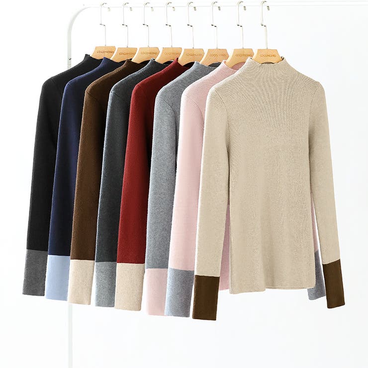 配色ニット リブニット ハイネック | COCOMOMO | 詳細画像47 