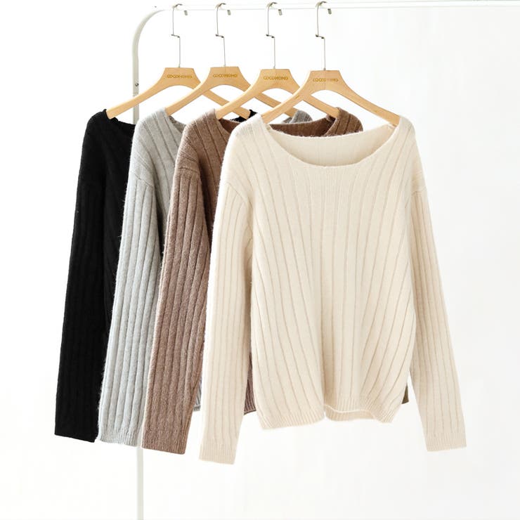 リブニット ざっくりラウンドネック オフィスカジュアル | COCOMOMO | 詳細画像13 