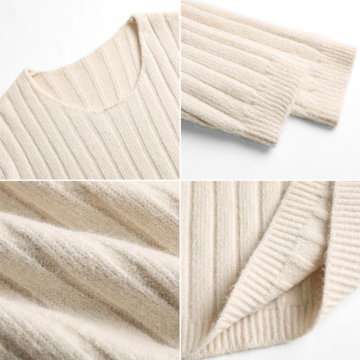 リブニット ざっくりラウンドネック オフィスカジュアル | COCOMOMO | 詳細画像14 