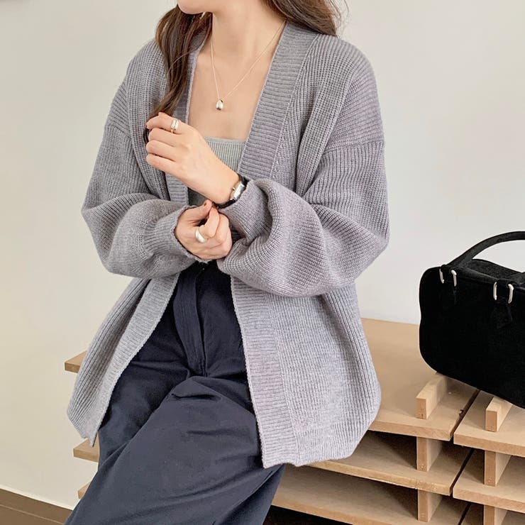 ニットカーディガン ボリューム袖 トッパーカーディガン | COCOMOMO | 詳細画像11 