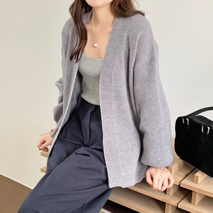 ニットカーディガン ボリューム袖 トッパーカーディガン | COCOMOMO | 詳細画像12 