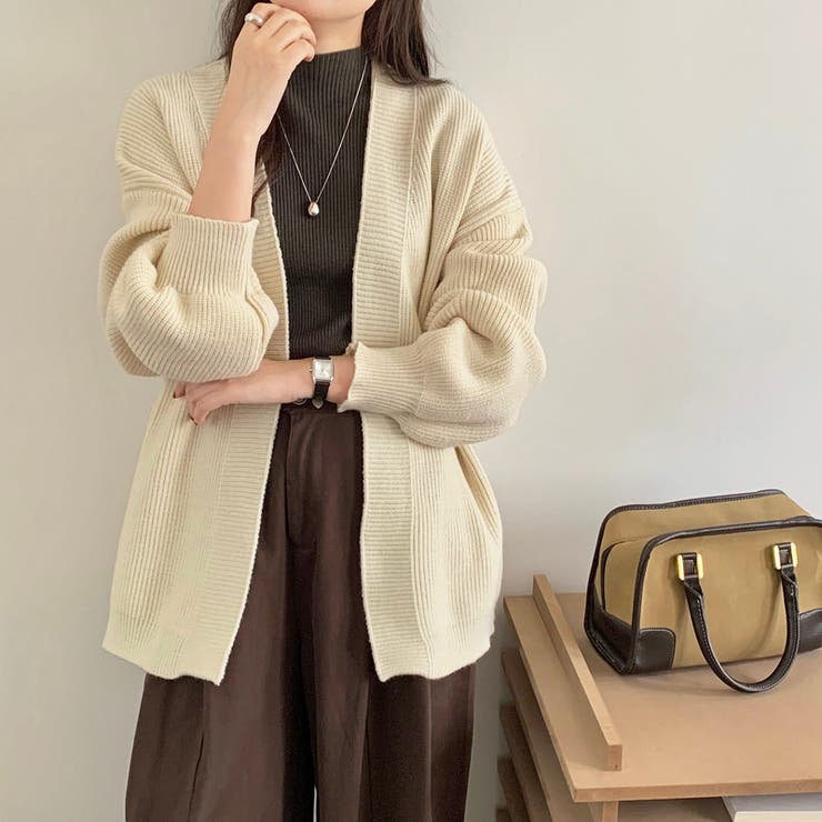 ニットカーディガン ボリューム袖 トッパーカーディガン | COCOMOMO | 詳細画像3 