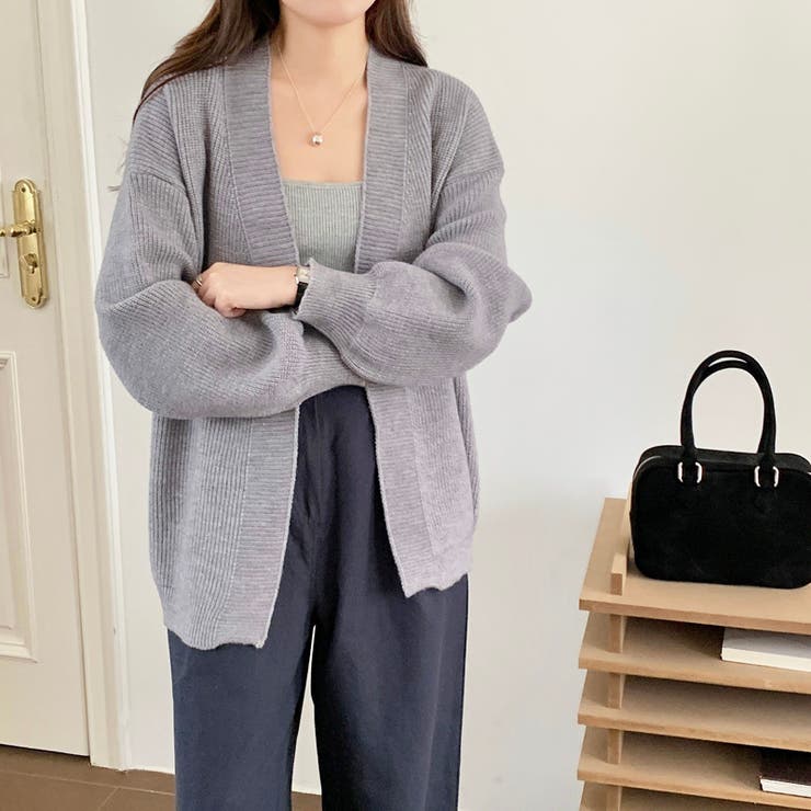 ニットカーディガン ボリューム袖 トッパーカーディガン | COCOMOMO | 詳細画像8 