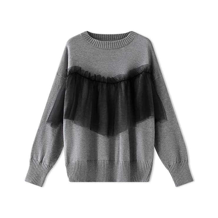 チュールドッキングニット ビスチェ風 クルーネックニット | COCOMOMO | 詳細画像31 