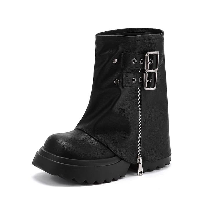 厚底ブーツ ショートブーツ ベルト付きカバーブーツ | COCOMOMO | 詳細画像22 