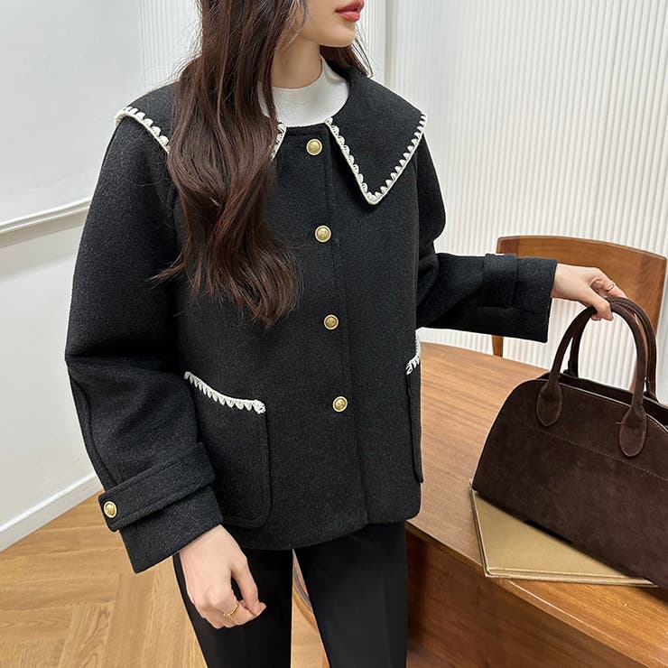 コート ショートコート セーラーカラー[品番：COCW0006200]｜COCOMOMO