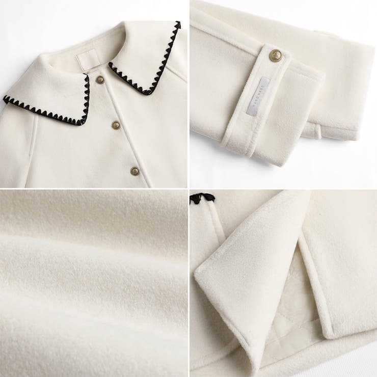 ご購入ご予約品 新品⭕️セーブル7分袖コート 額縁風刺繍フード付コート[品番：IGAW0002529]｜axes femme