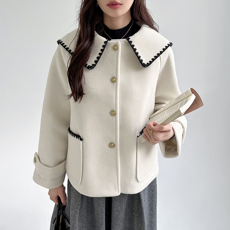 コート ショートコート セーラーカラー[品番：COCW0006200]｜COCOMOMO