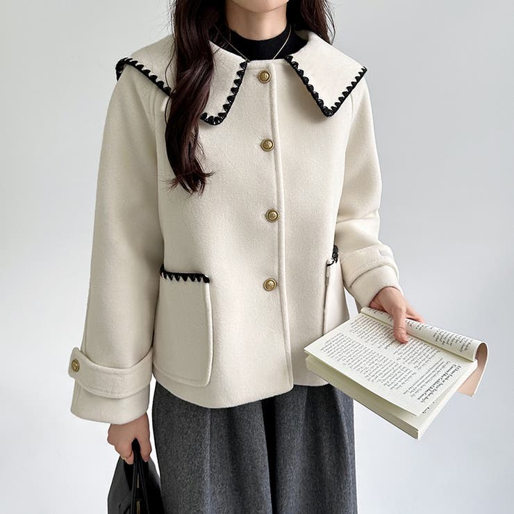 コート ショートコート セーラーカラー[品番：COCW0006200]｜COCOMOMO