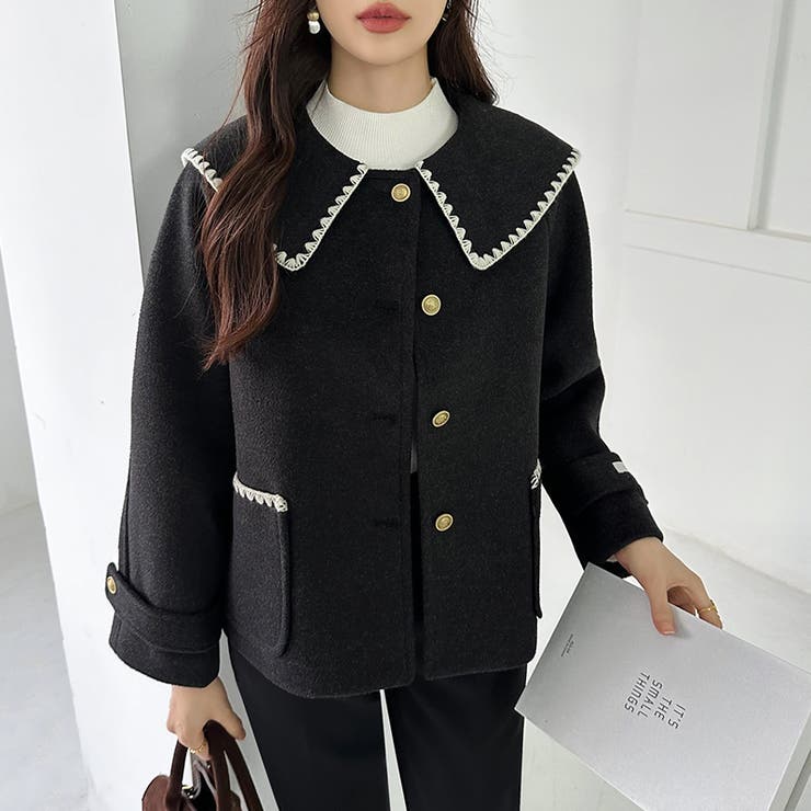 コート ショートコート セーラーカラー[品番：COCW0006200]｜COCOMOMO