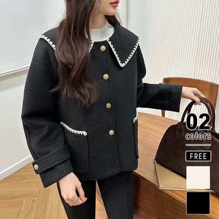 コート ショートコート セーラーカラー[品番：COCW0006200]｜COCOMOMO