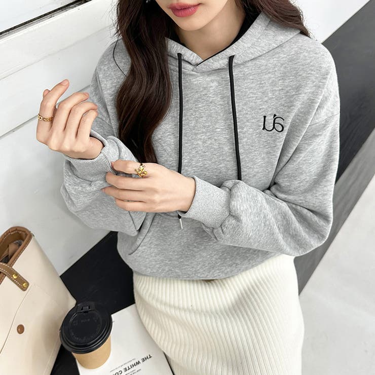 裏起毛 パーカー バイカラーフード付き | COCOMOMO | 詳細画像10 