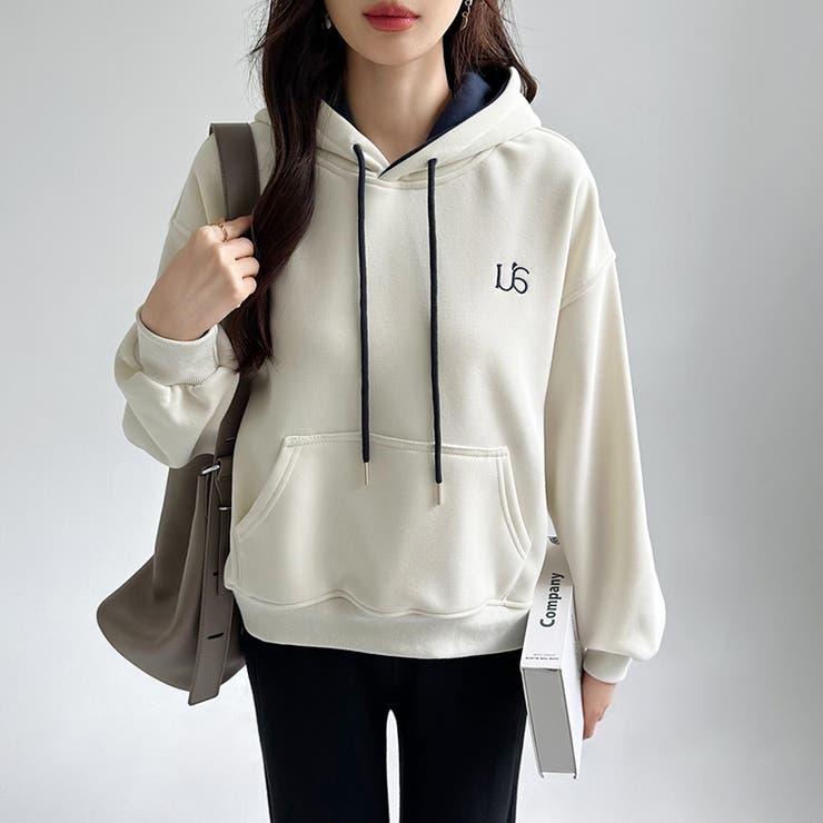 裏起毛 パーカー バイカラーフード付き | COCOMOMO | 詳細画像14 