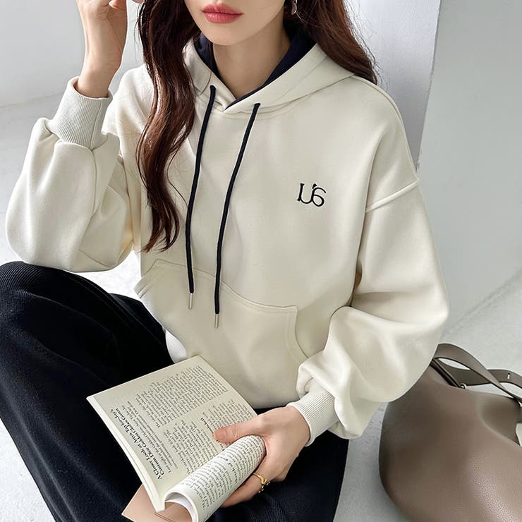 裏起毛 パーカー バイカラーフード付き | COCOMOMO | 詳細画像19 