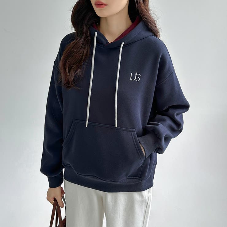 裏起毛 パーカー バイカラーフード付き | COCOMOMO | 詳細画像3 