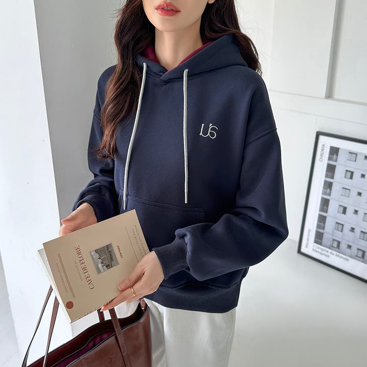 裏起毛 パーカー バイカラーフード付き | COCOMOMO | 詳細画像7 