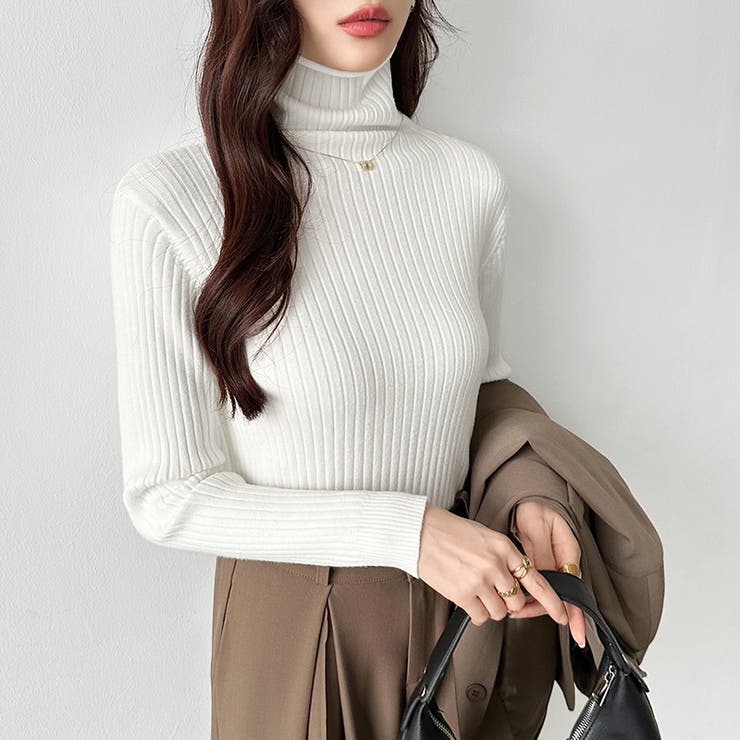 やわらかリブタートルネック タートルネック リブニット | COCOMOMO | 詳細画像3 