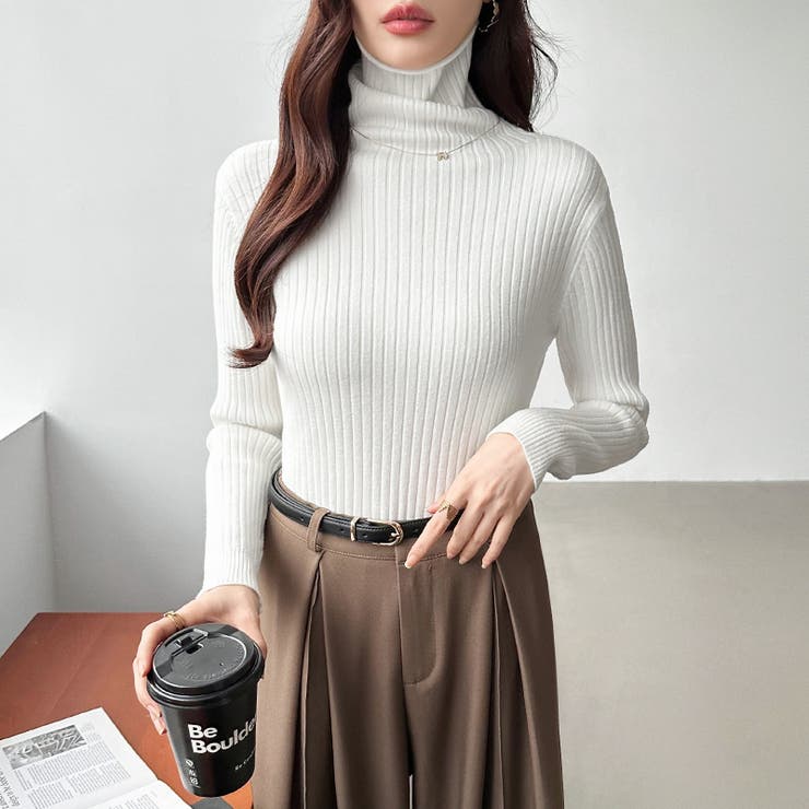 やわらかリブタートルネック タートルネック リブニット | COCOMOMO | 詳細画像7 