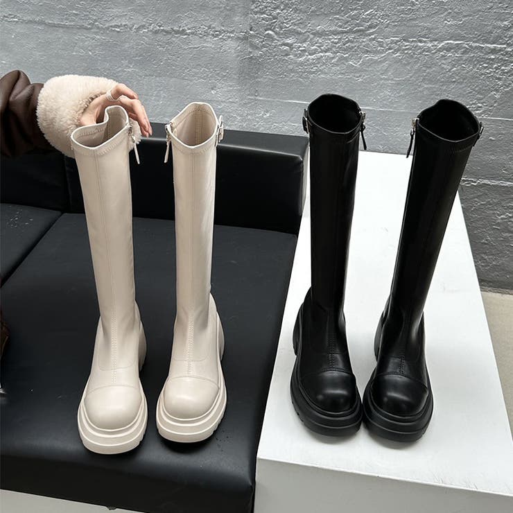 ロングブーツ 厚底 ジョッキーブーツ[品番：COCW0006204