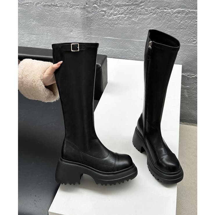 ロングブーツ 厚底 ジョッキーブーツ[品番：COCW0006204