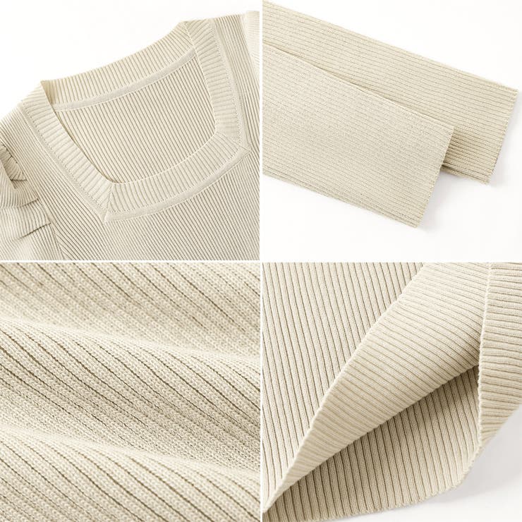 リブニット スクエアネック パフスリーブニット | COCOMOMO | 詳細画像27 