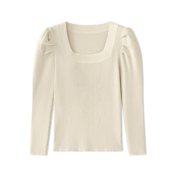 リブニット スクエアネック パフスリーブニット | COCOMOMO | 詳細画像30 