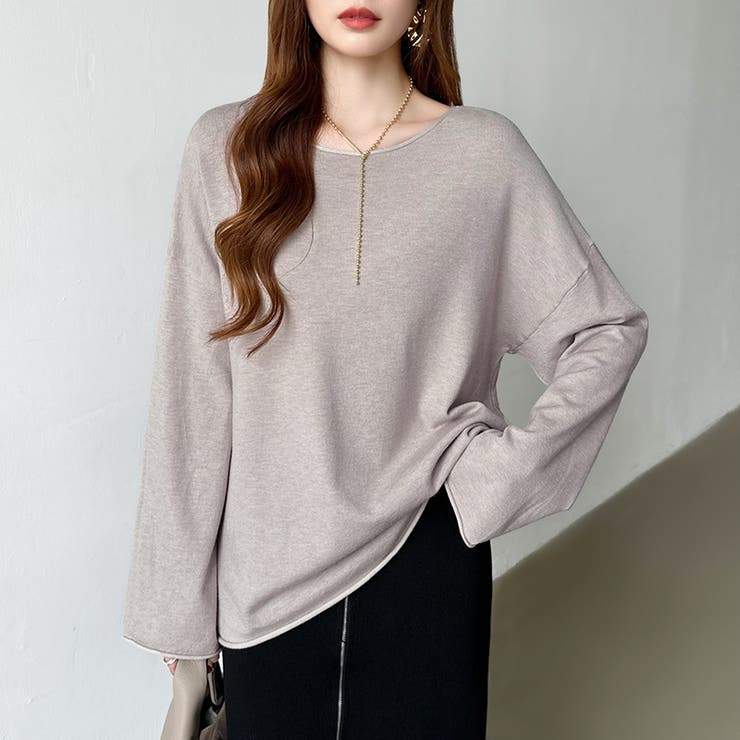 もっちり柔らかルーズニット ボートネックニット オフィスカジュアル | COCOMOMO | 詳細画像34 