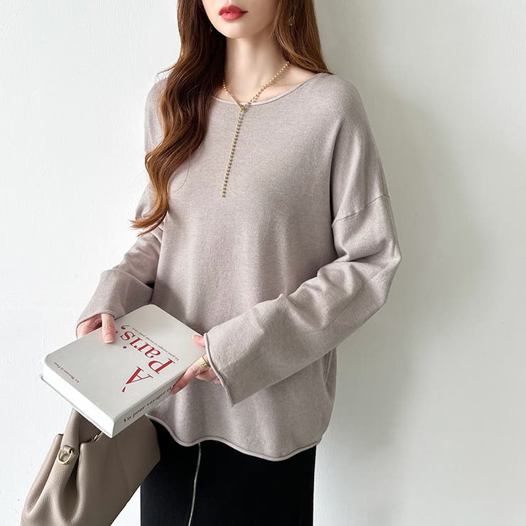 もっちり柔らかルーズニット ボートネックニット オフィスカジュアル | COCOMOMO | 詳細画像38 