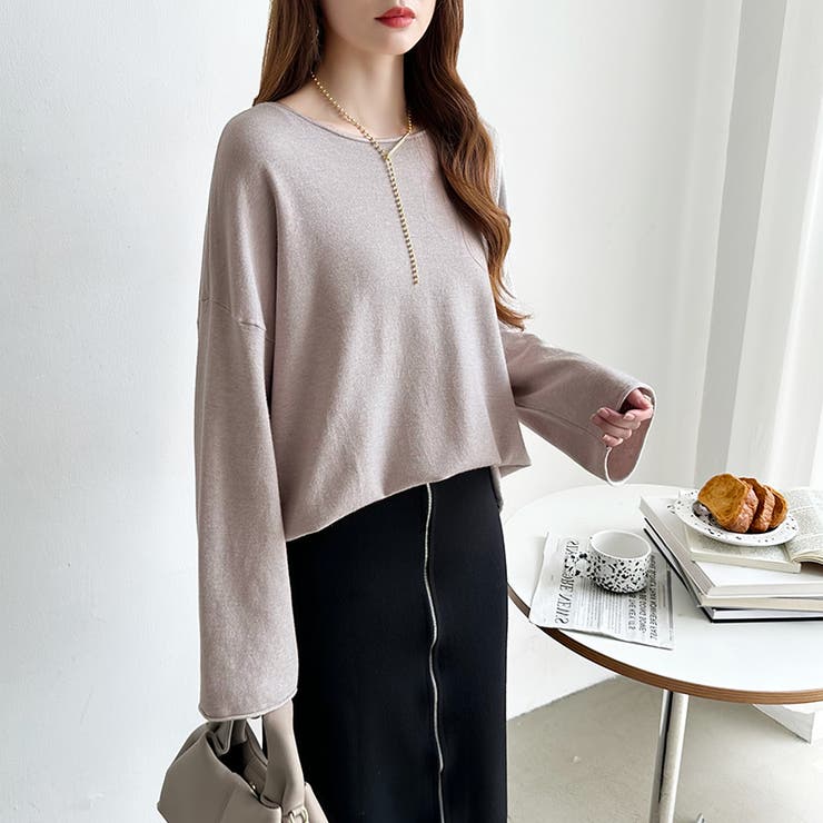 もっちり柔らかルーズニット ボートネックニット オフィスカジュアル | COCOMOMO | 詳細画像39 