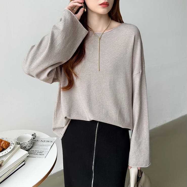 もっちり柔らかルーズニット ボートネックニット オフィスカジュアル | COCOMOMO | 詳細画像40 