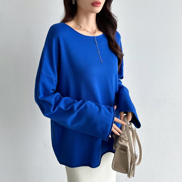 もっちり柔らかルーズニット ボートネックニット オフィスカジュアル | COCOMOMO | 詳細画像1 