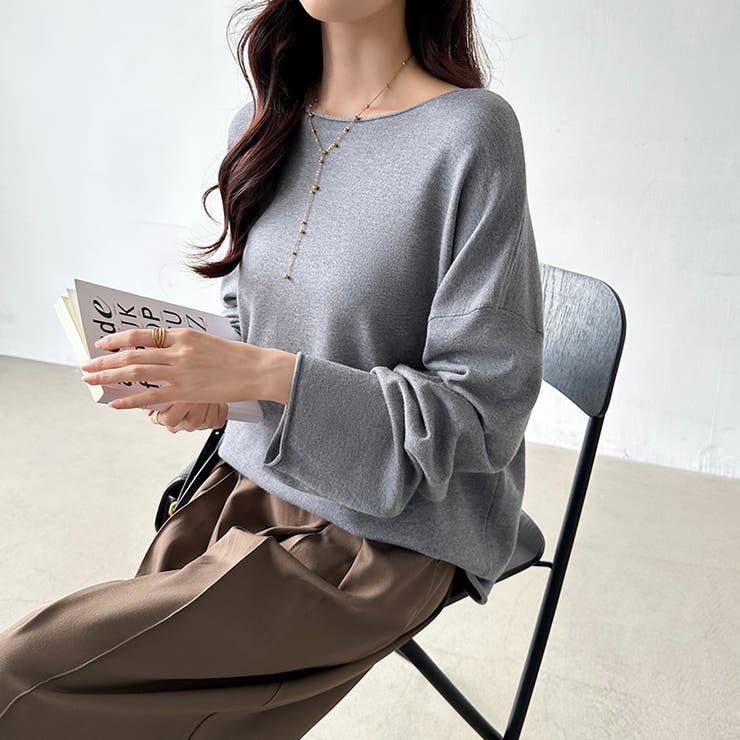 もっちり柔らかルーズニット ボートネックニット オフィスカジュアル | COCOMOMO | 詳細画像19 