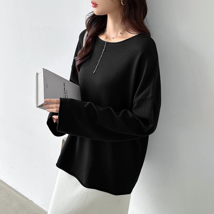 もっちり柔らかルーズニット ボートネックニット オフィスカジュアル | COCOMOMO | 詳細画像21 