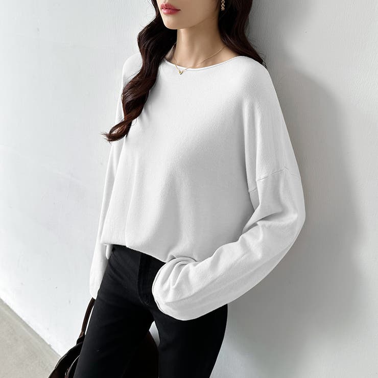 もっちり柔らかルーズニット ボートネックニット オフィスカジュアル | COCOMOMO | 詳細画像24 