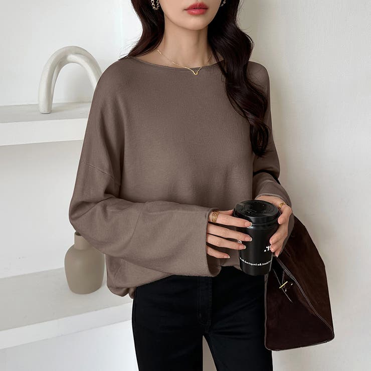 もっちり柔らかルーズニット ボートネックニット オフィスカジュアル | COCOMOMO | 詳細画像27 