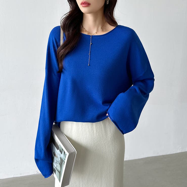 もっちり柔らかルーズニット ボートネックニット オフィスカジュアル | COCOMOMO | 詳細画像2 