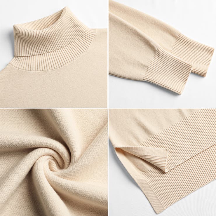 タートルネック もっちりやわらかヤク風ニット サイドスリットニット | COCOMOMO | 詳細画像33 