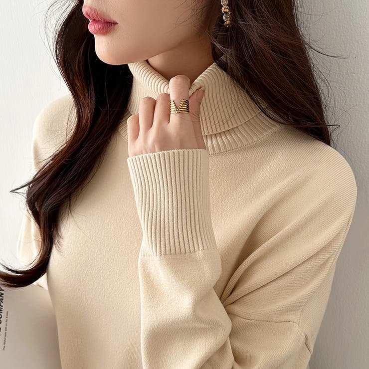 タートルネック もっちりやわらかヤク風ニット サイドスリットニット | COCOMOMO | 詳細画像4 