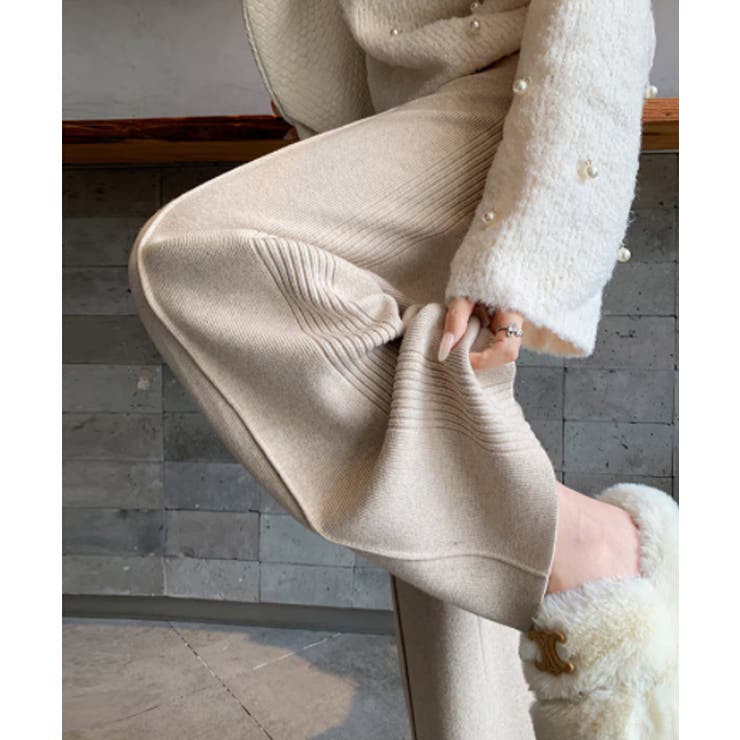 ワイドパンツ ニットパンツ ゆったりストレートパンツ | COCOMOMO | 詳細画像12 