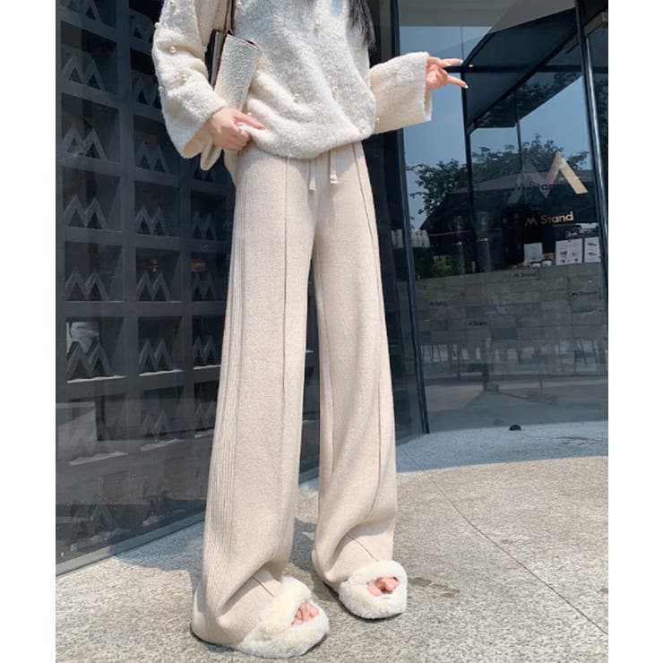 ワイドパンツ ニットパンツ ゆったりストレートパンツ | COCOMOMO | 詳細画像14 