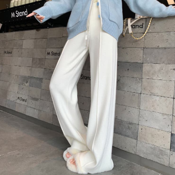 ワイドパンツ ニットパンツ ゆったりストレートパンツ | COCOMOMO | 詳細画像3 