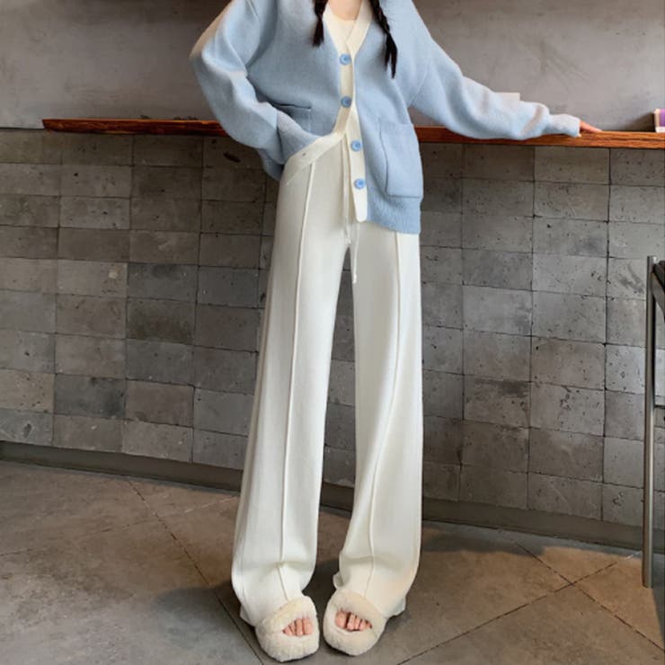 ワイドパンツ ニットパンツ ゆったりストレートパンツ | COCOMOMO | 詳細画像4 