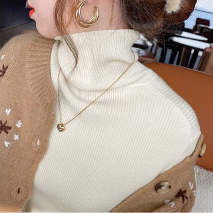 リブニット タートルネック ストレッチニット | COCOMOMO | 詳細画像3 