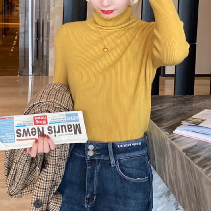 リブニット タートルネック ストレッチニット | COCOMOMO | 詳細画像9 