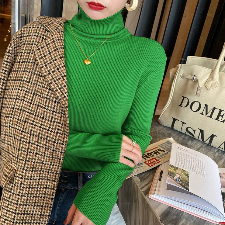 リブニット タートルネック ストレッチニット | COCOMOMO | 詳細画像28 