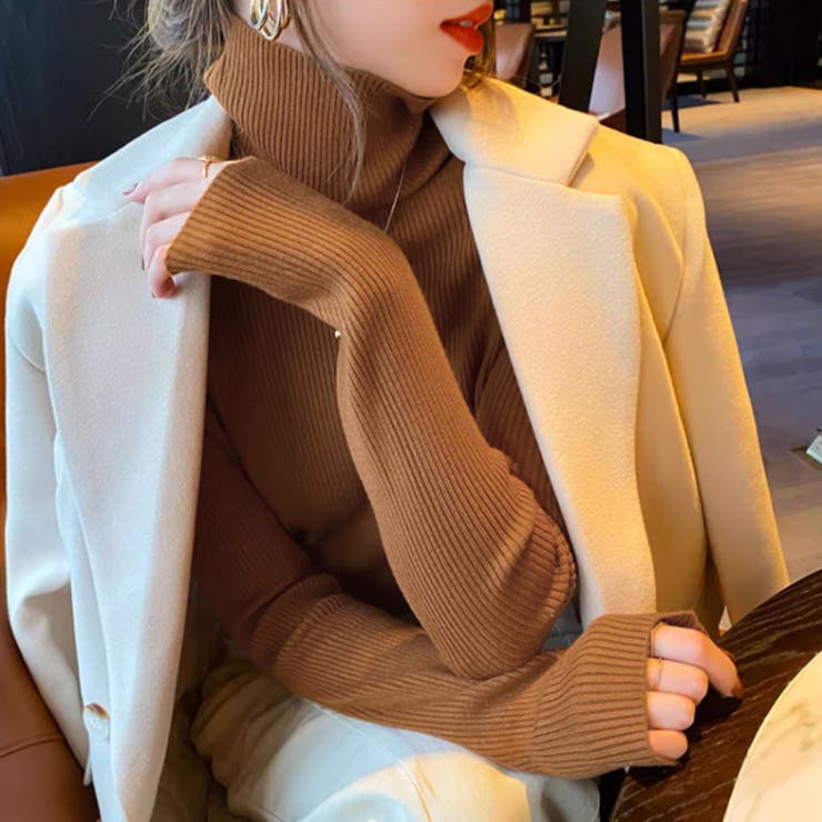 リブニット タートルネック ストレッチニット | COCOMOMO | 詳細画像29 