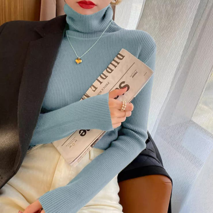 リブニット タートルネック ストレッチニット | COCOMOMO | 詳細画像31 