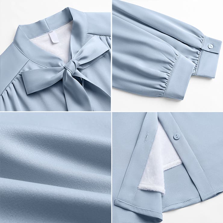 裏起毛 ボウタイブラウス リボンブラウス | COCOMOMO | 詳細画像12 