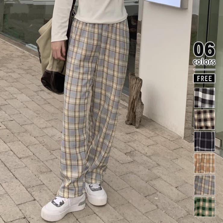 TYPE-E | 裏起毛 チェック柄パンツ ワイドパンツ | COCOMOMO