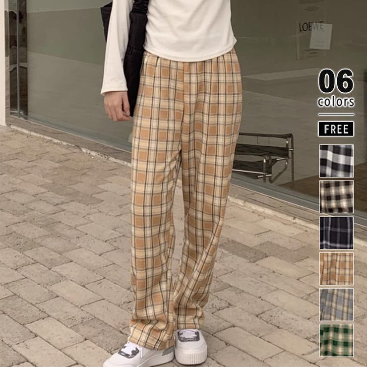 未使用Jocomomola チェック柄 パンツ40 セール】 タータンチェック カラーチェックワイドパンツ